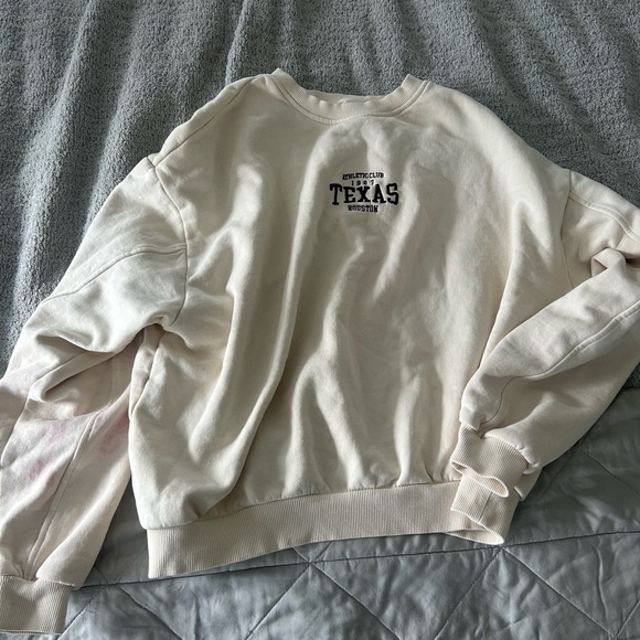 Tops - ☀️3/$25 Houston Texas athletic club cream white pullover sweatshirt small